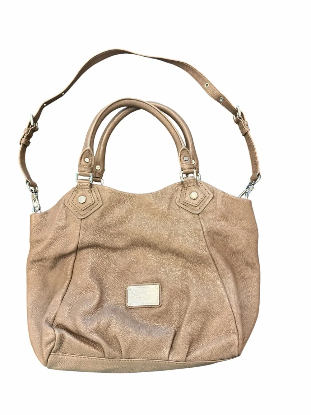 MARC By MARC JACOBS Taupe Classic Q Fran Leather Tote Shoulder Bag Hobo Preppy